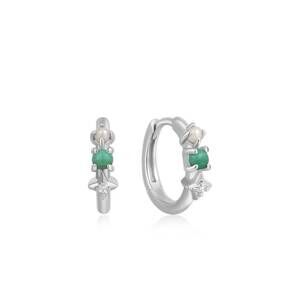 NEW ANIA HAIE women's star huggie hoop earrings in silver malachite